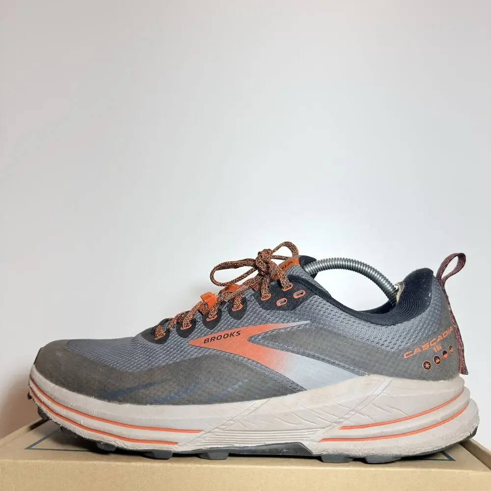 Brooks Cascadia 16 Mens Size 12 D Medium Trail Running Shoes Grey Orange Sneaker